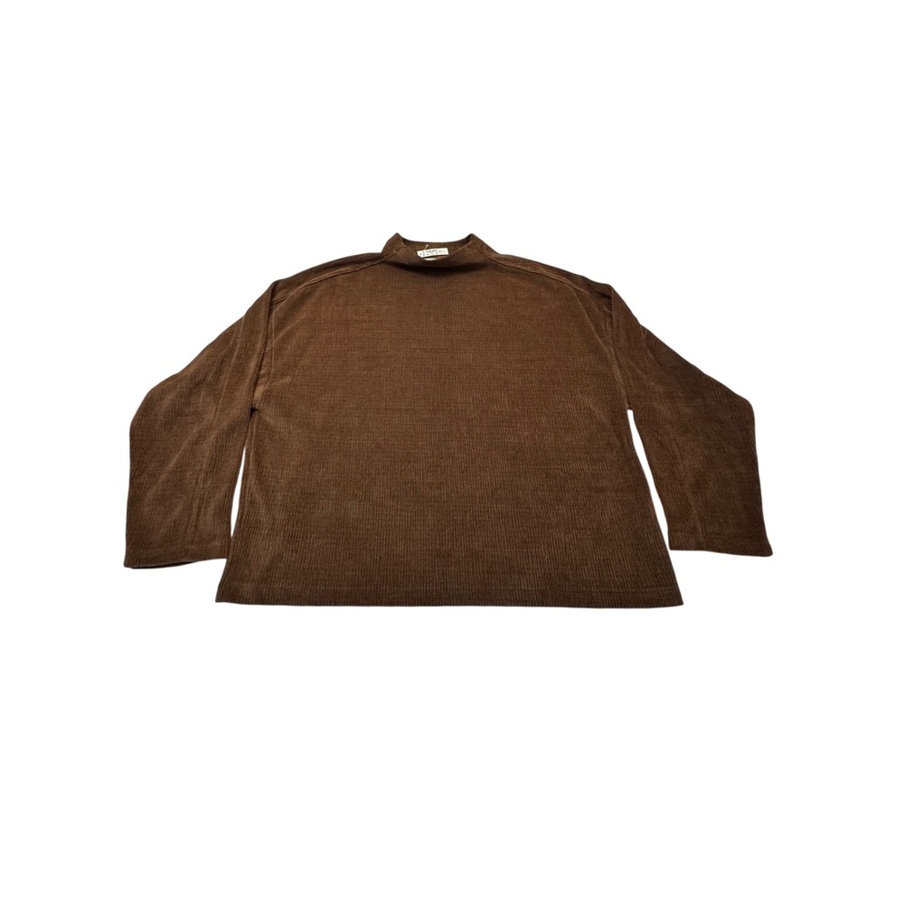 Madewell Brown Corduroy Mock Neck Top Long Sleeve XXL Oversized Boho NWT